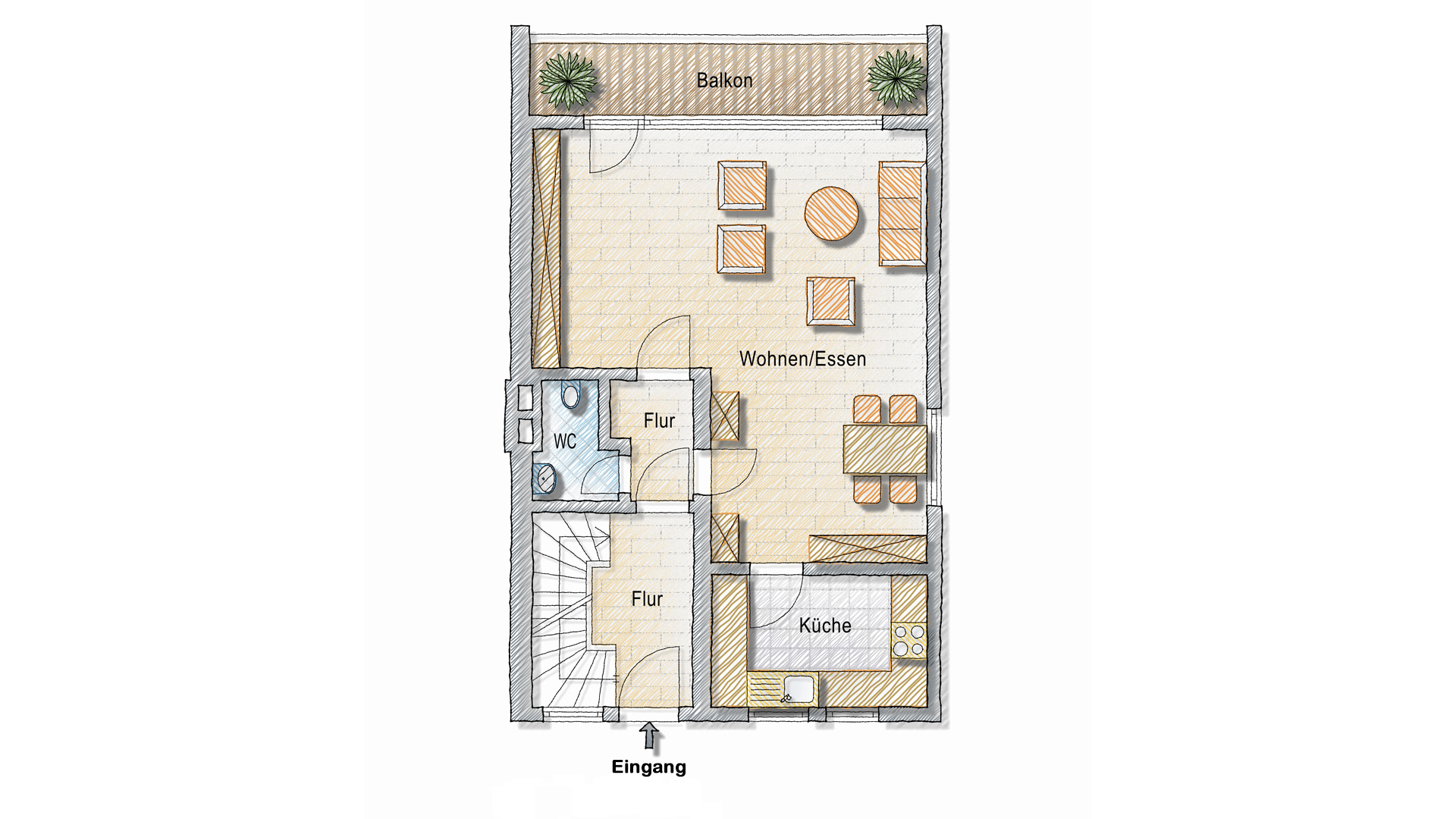 Morsbach: Doppelhaus im Zentrum, Grundriss - Erdgeschoss